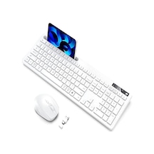 Vivefox Kablosuz Klavye Ve Mouse - Telefon Tutuculu Usb Type-c - Beyaz-66131
