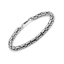 Omar Silver Kral 5Mm Oval Oksitli Bileklik 21Cm 28Gr