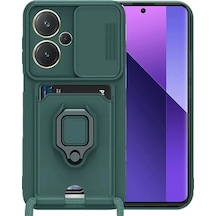 Newface Xiaomi Redmi Note 13 Pro Plus Kılıf Zuma Kartvizitli Yüzüklü Silikon - Yeşil