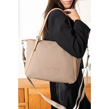 Just Polo Kadın Büyük Valiz Boy Ayarlanabilir Askılı Lüks El & Omuz Çantası Shoulder Bag Kum