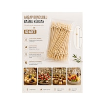 Ahşap Boncuklu Bambu Kürdan 9 Cm 50 Adet - 913954305