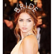 Mey İthalat Bekarlığa Veda Mega Boy Kristal Taşlı Gümüş Bride Taç Gelin Tacı 20x21 Cm