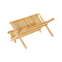 Bambu Katlanır Bulaşıklık, Natürel, Çift Katlı 16 Gözlü, 21,5x47 Cm Diğer