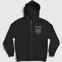 Presmono Unisex Horns Lamb Of God Fermuarlı Kapüşonlu Sweatshirt Siyah