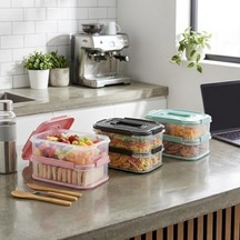 2x1,8 L Çift Katlı Plastik Yemek Taşıma Kutusu 3,6 L Saklama Kabı Sızdırmaz Contalı Şeffaf Kilitli Sefer Tası Beslenme Kabı Lunch Box Erzak Kabı 1 Adet Bakır