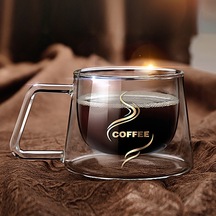 Honmex 2'li Isı Yalıtımlı Çift Duvarlı Kupa, Borosilikat Cam, Mikrodalga & Bulaşık Makinesine Uygun, Kahve/çay İçin, Sıcak Soğuk İçecekler Şeffaf