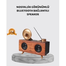 Nostaljik Gramofon Bluetooth Hoparlör - Fm Radyo + Usb + Sd Kart Destekli