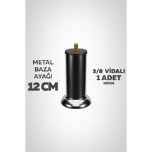 Baza Ayağı 12 Cm 3/8 Vidalı Tekli Metal Krom Yatak Mobilya Ayağı Kalın Vida Krom 3/8 12 Cm