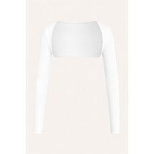 Kadın Uzun Kollu Crop Bolero Bluz Esnek Kumaş, Şık Ve Modern Tasarım Beyaz Kadın Uzun Kollu Crop Bolero Bluz Esnek Kumaş, Şık Ve Modern Tasarım Beyaz