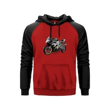 Cfmoto 250sr And Text Kırmızı Renk Reglan Kol Sweatshirt Kapşonlu