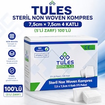 Tules Steril Non Woven Kompres 7,5cm 7,5cm 4 Katlı 5'li Zarf 100'lü 1 Adet