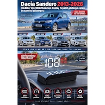 Dacia Sandero 2013-2026 Modeller İçin Obd2 Head Up Display Hayalet Gösterge Ekranı Ön Cam Hız Göstergesi