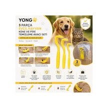 Yong 3 Parça Evcil Hayvan Kene Ve Pire Temizleme Aracı Seti Köpekler Ve Kediler İçin Kolay Kene Ve Pire Temizleme Aparatı Güvenli Evcil Hayvan Bakım Seti Sarı