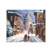 Eski Galata Evleri Sayılarla Boyama Seti - Çerçeveli, 40x50cm