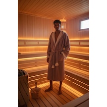 Kapüşonlu , Püsküllü , Yumuşak Dokulu , Unisex , Müslin Kumaş Banyo Ve Plaj Bornozu - Gül Kurusu - 3xl Gül Kurusu