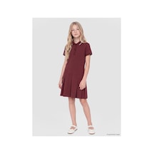 LC Waikiki Alıta Cıty Farkıyla Lcw Kids Bordo Düz Kız Çocuk Elbise Bordo - 928242437 Bordo