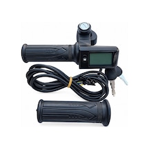 Gaz Kolu Lcd Ekran + Kontak Özellikli Kare Ekran - Ebike Ve Fatbike Siyah