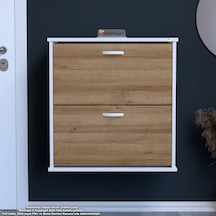 Modilayn Umay Antre Hol 72x 78x 25,5 Cm Lik 2 Düşer Kapak 4 Göz Bölmeli Ayakkabılık Beyaz - Meşe