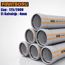 Fırat 125/2000mm Dublex Pvc Atık Su Borusu 4mm Et Kalınlığı, 1 Adet