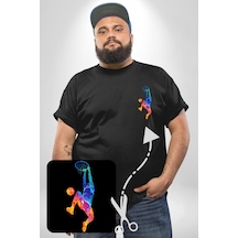 Angemiel Smaç Basketbol Renkli Siyah Büyük Beden Kadın Basic Minimal Baskılı Tişört Siyah