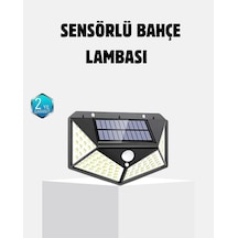 Güneş Enerjili 100 Led Dış Mekan Lamba - Hareket Sensörlü, 2200mah Bataryalı Solar Aydınlatma