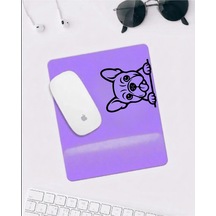 Sevimli Köpek Desenli Mousepad Mor Zemin Kaymaz Tabanlı Mouse Pad