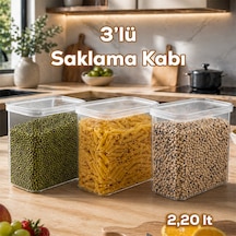 Porsima 421 3lü Sızdırmaz Yiyecek Erzak Saklama Kabı Seti - 2200ml Şeffaf
