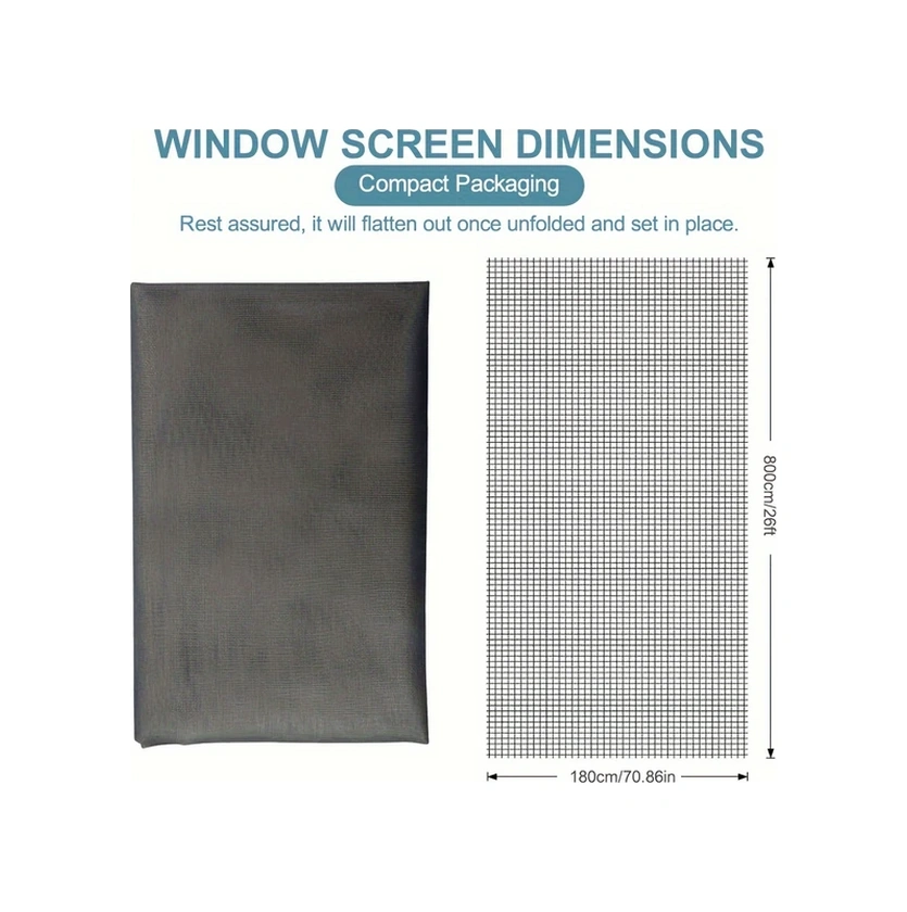 Gateesat Siyah 180x300cm Fiberglass Sineklik - Toz Geçirmez İnce Izgara Dıy Pencere Perde