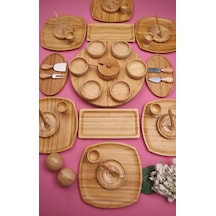 Atbyhome Natural Collection 6 Kişilik 50 Parça Seramik Ve Bambu Kahvaltı Takımı Lüks Kahvaltılık Sunum Seti Bambu