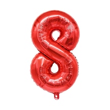 8 Rakam Kırmızı Folyo Balon 34 İnç 76-82 Cm Kırmızı