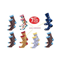 Happy Body Çorap (ART.13384) Unisex 7 Çift Dikişsiz Organik Çok Renkli