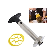 2 Adet Paslanmaz Çelik Ananas Soyucular Meyve Kesici Mutfak Aletleri Kara Kolu , Boyut:ananas Corer Slicer Siyah Tutamak Sarı
