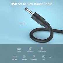 Xindoker Usb'den 12v'ye Çevirici Kablosu, 5v Girişli 1m Uzunluklu Dc5.5 2.1 Arayüzlü Power Çevirme Kablosu