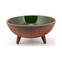 Dekoratif Sunum Kasesi, Seramik Ayaklı Sunum Kasesi, Servis Kasesi, Servis Tabağı, Kase, Tabak Koyu Yeşil, 20 Cm