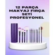 Ergonomik Saplı Fiber Kıllı 12'li Makyaj Fırça Takımı Göz Ve Ten Makyajı İçin Uygun