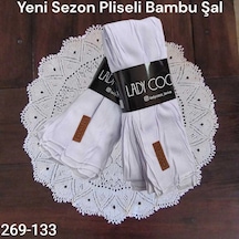 Lady Coco Pliseli Bambu Şal 269-133 Beyaz Çok Renkli