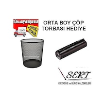 Metal Perfore Çöp Kovası +orta Boy Çöp Torbası 50li Sarım Hediy
