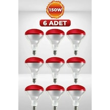 6 Adet 150w Kızılötesi Isıtıcılı Hayvan Isıtma Kuluçka Lambası Kırmızı Işık E27 Kalın Duy