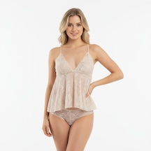 Bonbon Kadın Askılı Tül String 2 Li Set Bb2053 Açık Kahverengi