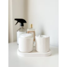 Bernami Biblo Pinterest Dekoratif Dikey Çizgili 3'lü Set , Banyo Seti