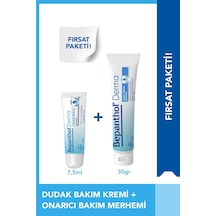 Bepanthol Derma Onarıcı Bakım Merhemi 30 G + Dudak Bakım Kremi 7.5 ML Avantajlı Günlük Bakım Seti