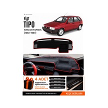 Fıat Tipo 1992-1997 Analog Konsol Uyumlu Torpido Örtüsü, Torpido Kılıfı - Siyah Kırmızı