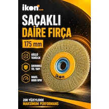 İkon Tools Saçaklı Daire Fırça 175 Mm Tel Fırça Pas Kir Boya Temizleme Metal Yüzey Fırçası