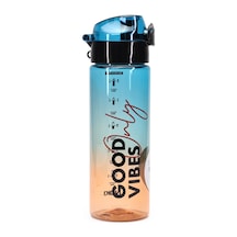 Su Matarası Tritan Geniş Ağız Su Şişesi Good Vibes Spor Matarası Suluğu Bpasız 550 Ml Mavi 0100