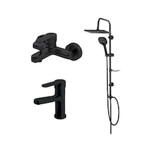 Domino Siyah Banyo,lavabo Bataryası,bold Duş Ünitesi 910530b-971521b-971511b
