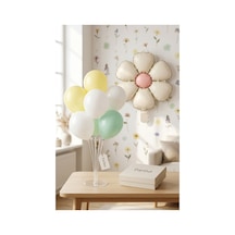 Papatya Mat Krem Retro Balon Stand Seti Şeffaf 7 Li Stand + Papatya Folyo Balon + 7 Lateks Balon
