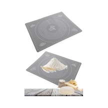 Mucit Home Hamur Açma Matı Silikon Yoğurma Matı Gri Hamur Matı Pasta Fırın Altlığı Çok Amaçlı Silikon Mat