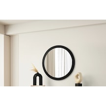 Dekoratif Yuvarlak Ayna Siyah Çerçeve Çap 85cm Siyah