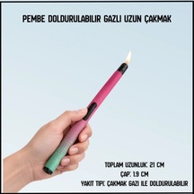 Uyguna-yakala Pembe Doldurulabilir Gazlı Uzun Çakmak-ykt.273