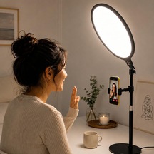12 İnç Ring Light Telefon Tutuculu, 2700k-6500k Ayarlanabilir Işıklı Halka Lamba, Alüminyum Alaşımlı Canlı Yay
